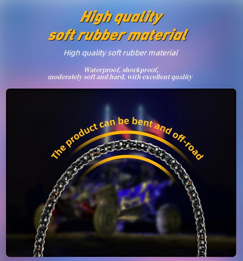 S7 2PCS 4FT Whip Lights, LED Whip Light with App & Remote Control, Spiral RGB Chasing Lighted Antenna Whips,Whip Light for UTV ATV RZR SXS Can-Am Dune Buggy Offroad Truck (4ft) - Image 4